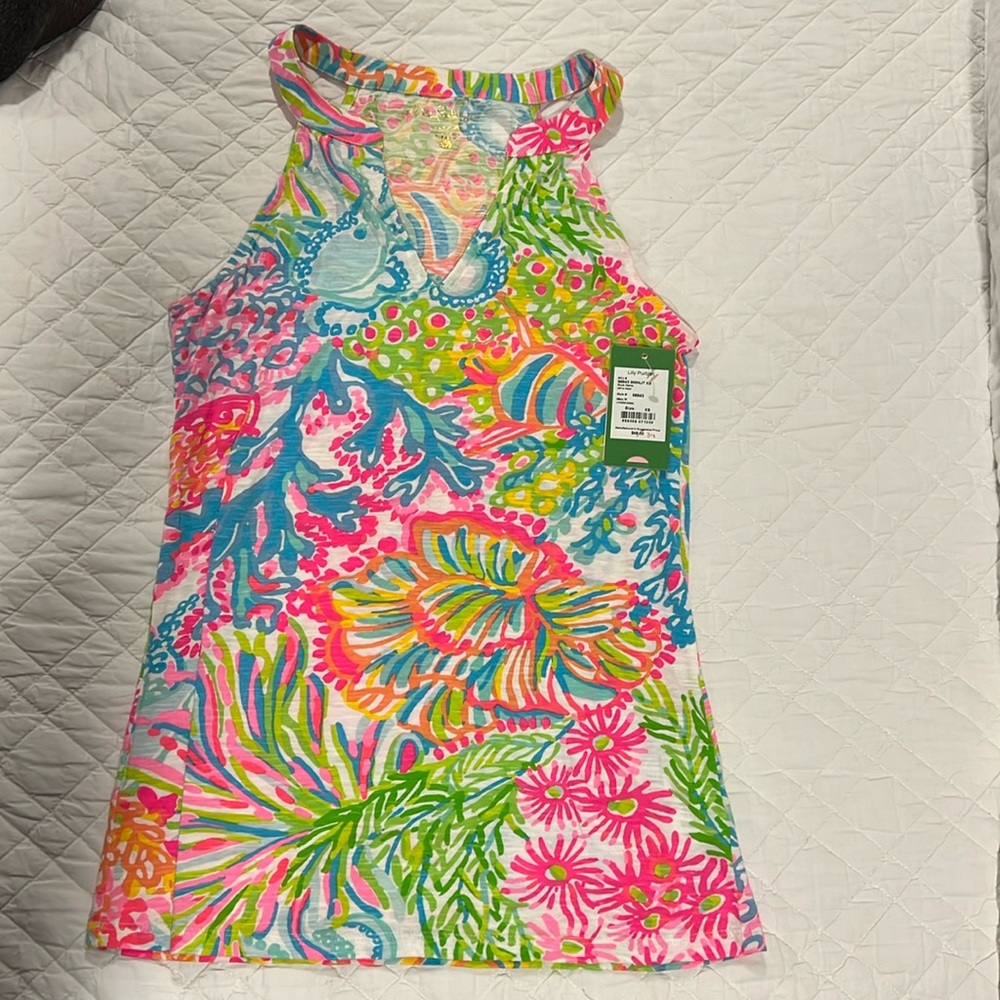 NWT! Lily Pulitzer Arya Tank in Lovers Coral print - sz XS